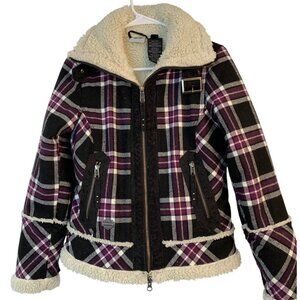 Harley-Davidson Womens Plaid Flannel Sherpa Lined Jacket Size S 8978 Skater